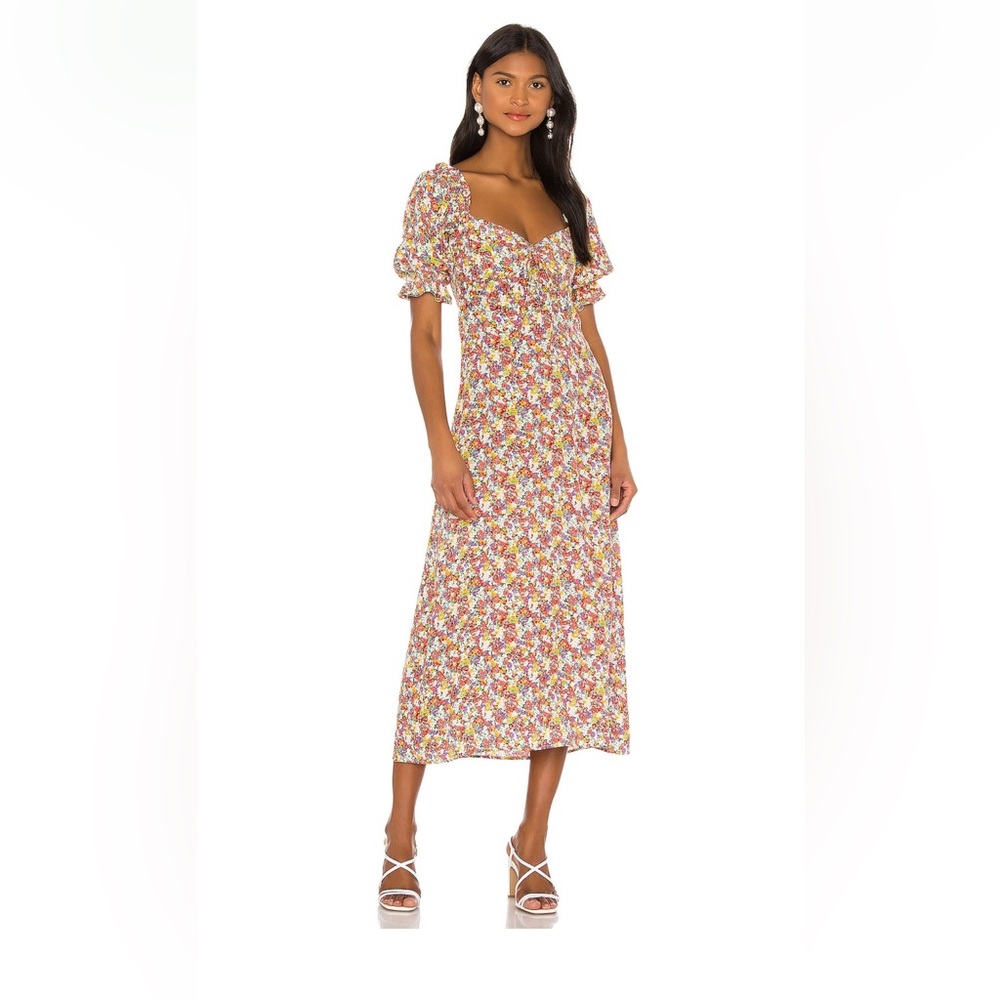 X REVOLVE Lennox Midi Dress in Red Vionette Floral Size Small
